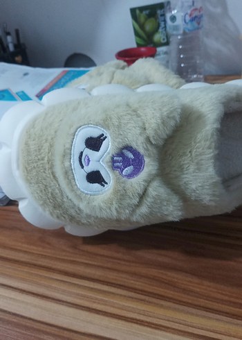 Beyaz Kürklü Kadın Ev Terliği Platform Topuklu - Görsel 3