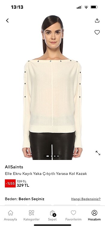 Allsaints yarasa kol kazak