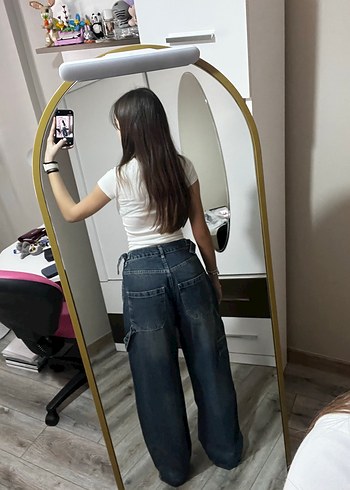 Bol Kesim Kadın Denim Pantolon - Görsel 3