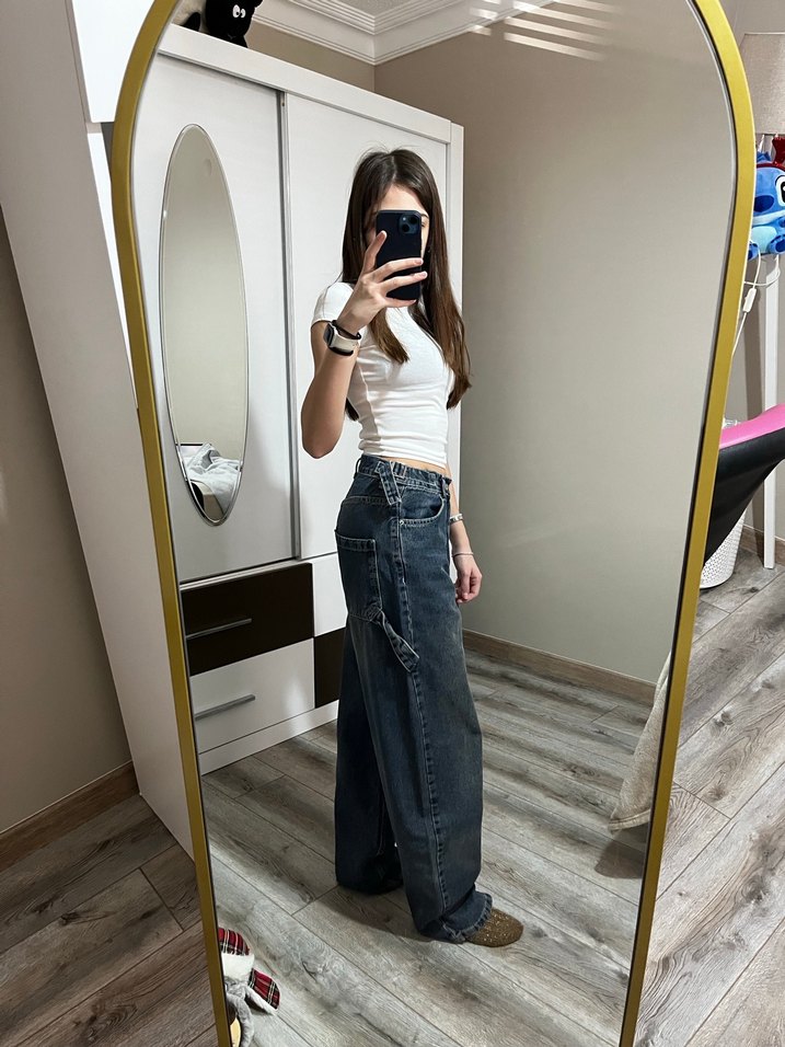 Bol Kesim Kadın Denim Pantolon - Görsel 2