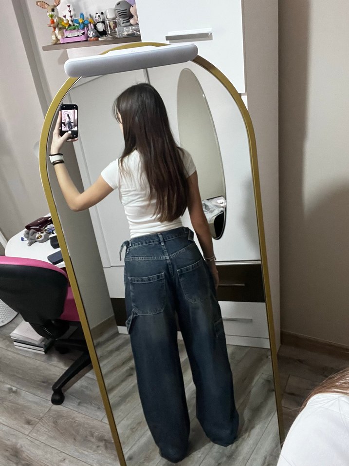 Bol Kesim Kadın Denim Pantolon - Görsel 3