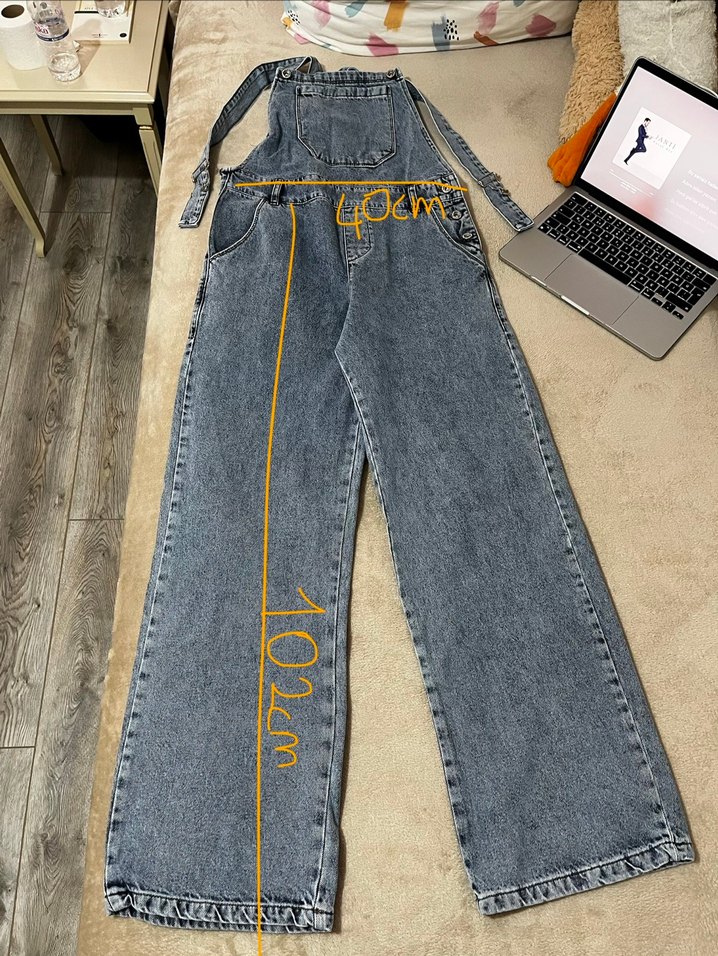 Kadın Mavi Denim Bol Paça Tulum - Görsel 5