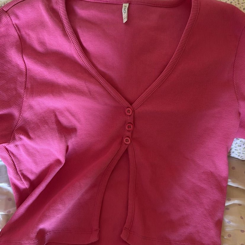 Pembe V Yaka Uzun Kollu Kız Bolero - Görsel 2