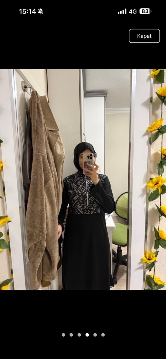 Siyah Uzun Kollu Bağlamalı Spor Tesettür Mayo - Görsel 3