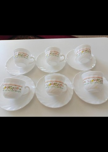 Paşabahçe Pastel Desenli Beyaz 6'lı Fincanı Takımı arcapol marka