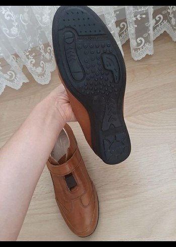 Bej Deri Kadın Klasik Dolgu Topuklu Ayakkabı - Görsel 3