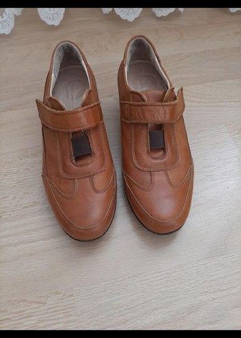 Bej Deri Kadın Klasik Dolgu Topuklu Ayakkabı - Görsel 4