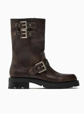 Kahverengi Tokalı Kadın Deri Bot - Görsel 3