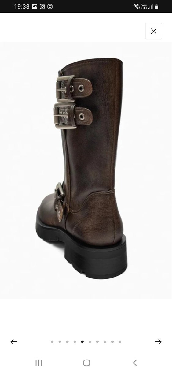 Kahverengi Tokalı Kadın Deri Bot - Görsel 4