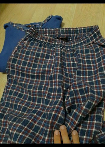 Erkek Mavi Düğmeli Uzun Kollu Pijama Takımı - Görsel 3