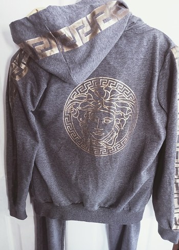 M beden Versace Erkek Gri Fermuarlı  eşofman takımı - Görsel 2