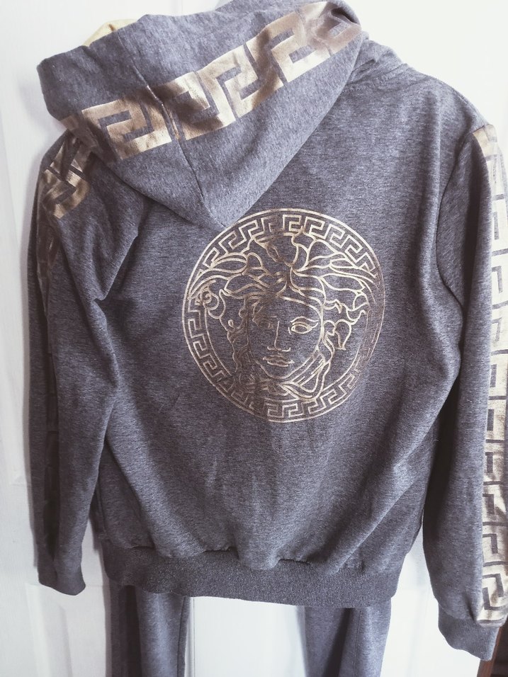 M beden Versace Erkek Gri Fermuarlı  eşofman takımı - Görsel 2