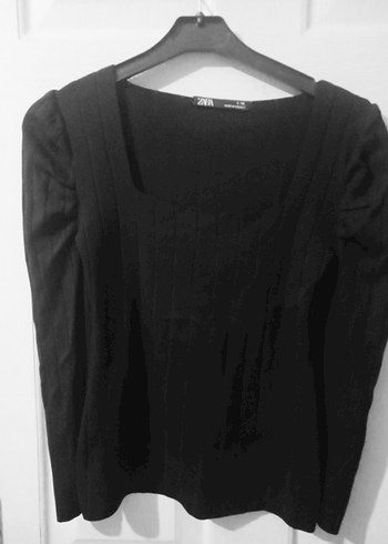 zara S ve M beden prenses kol triko kare yaka bluz - Görsel 3