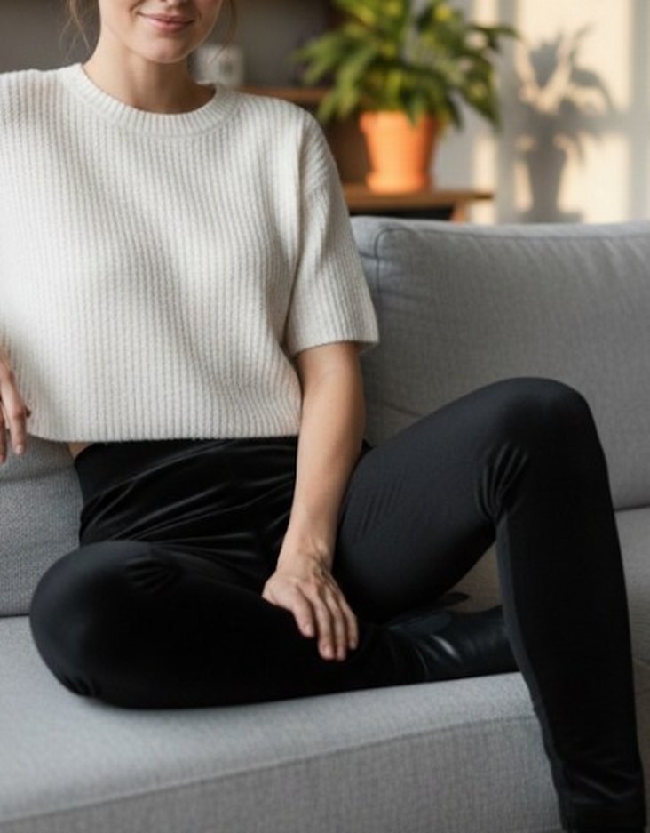 ashion Smith S beden sıfır siyah kadife tayt - Görsel 2