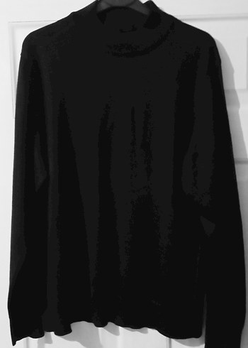 Gülenay XXL erkek yarım balıkçı yaka siyah yün kazak - Görsel 7