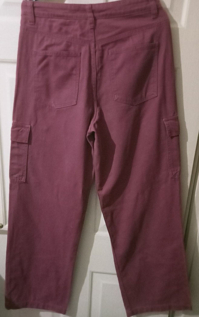 H&M Gül kurusu M ve L beden salaş kesim palazzo kargo pantolon - Görsel 3