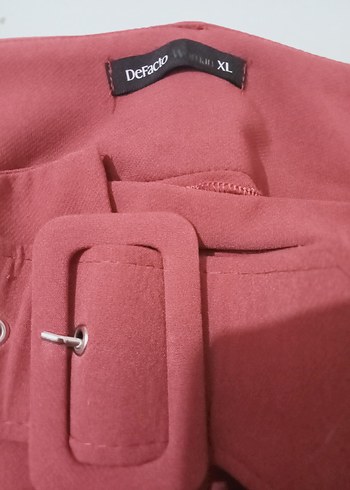 DeFacto Xl kemerli cepli esnek gül kurusu pantolon  - Görsel 5