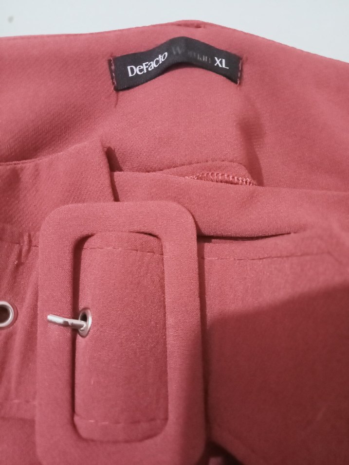 DeFacto Xl kemerli cepli esnek gül kurusu pantolon  - Görsel 5