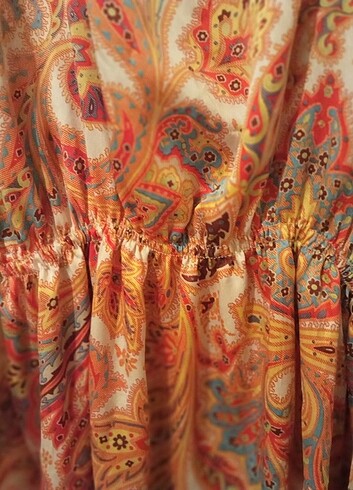 Otantik ipek saten isrer elbise ister bluz lastik yukarı cekknce - Görsel 6