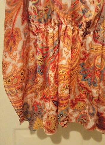 Otantik ipek saten isrer elbise ister bluz lastik yukarı cekknce - Görsel 10