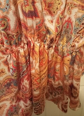 Otantik ipek saten isrer elbise ister bluz lastik yukarı cekknce - Görsel 12