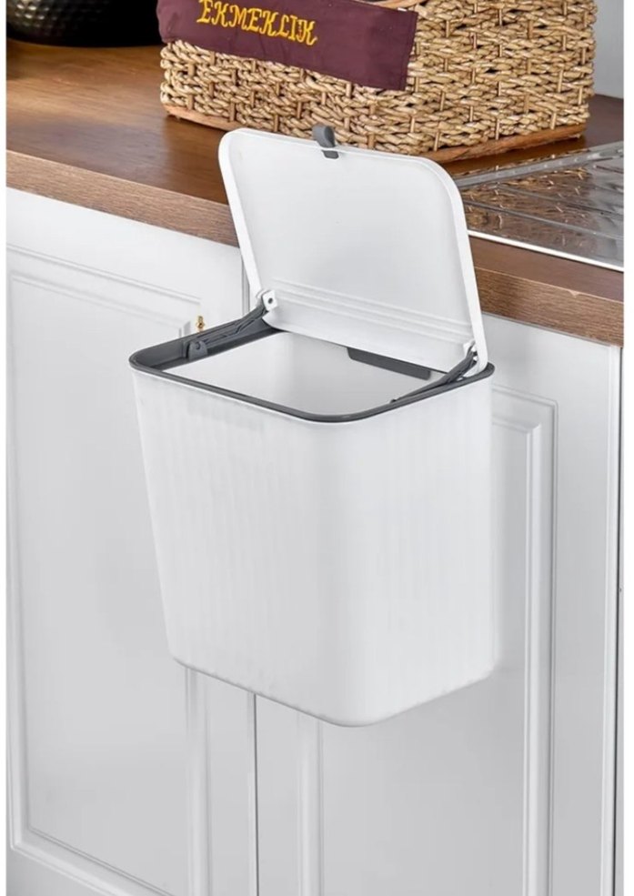 Beyaz Kapaklı Mutfak Çöp Kutusu - Görsel 3