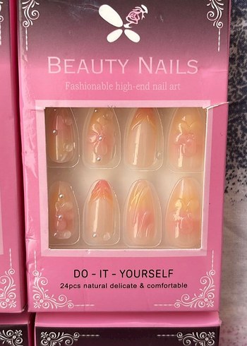 Pastel Pembe Tırnak Süslemeleri 12 li - Görsel 2