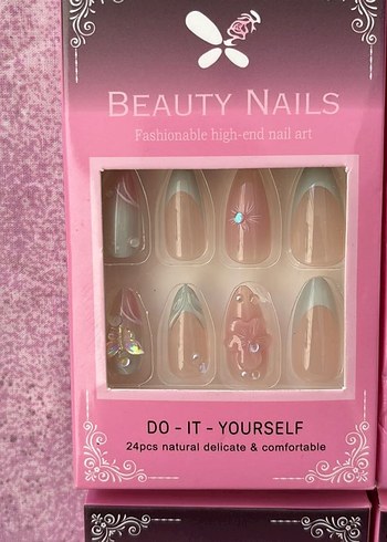 Pastel Pembe Tırnak Süslemeleri 12 li - Görsel 3