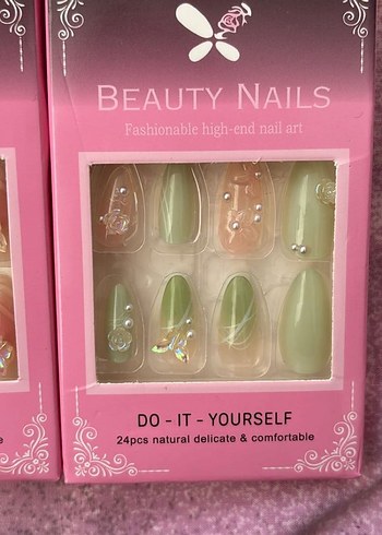 Pastel Pembe Tırnak Süslemeleri 12 li - Görsel 5