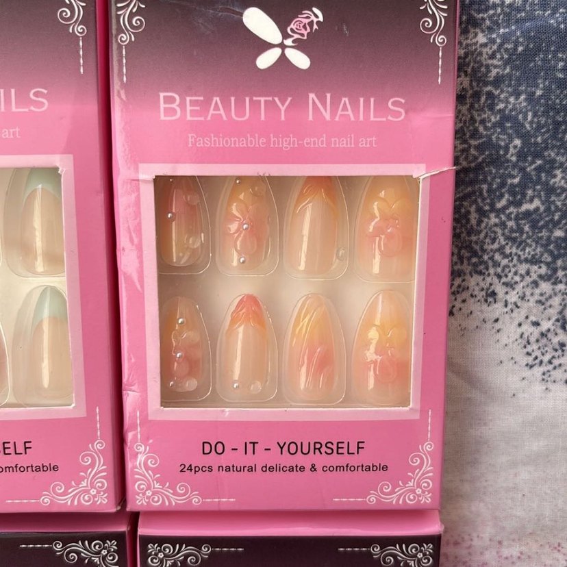 Pastel Pembe Tırnak Süslemeleri 12 li - Görsel 2