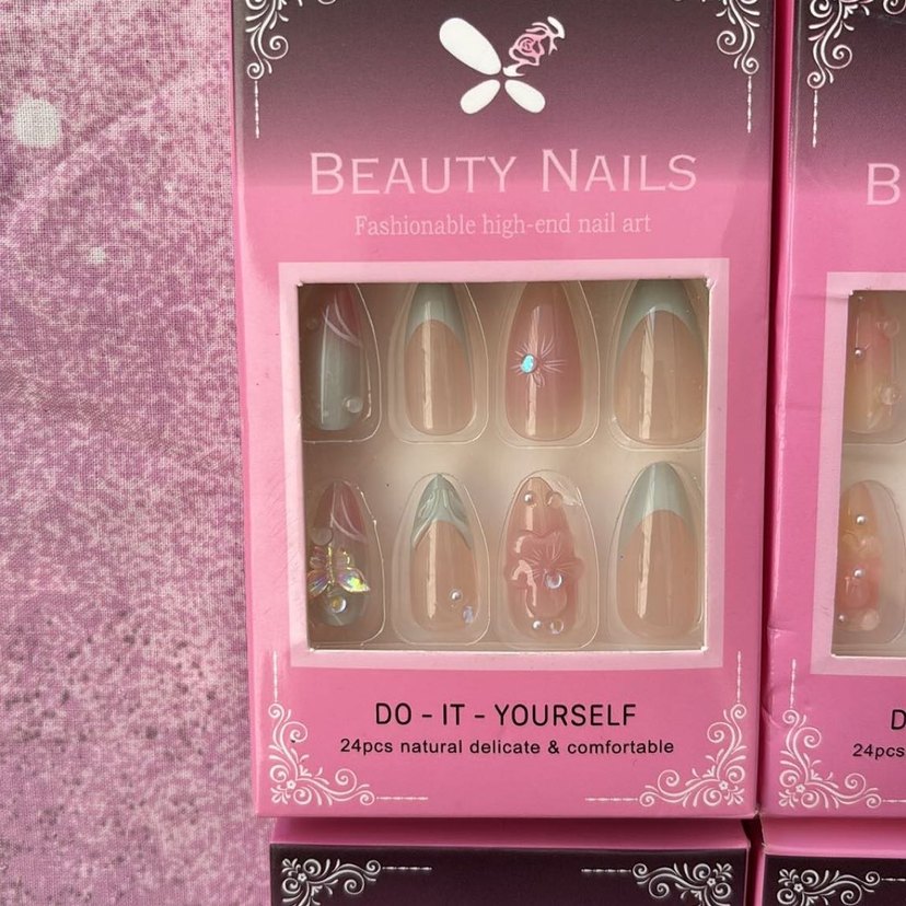 Pastel Pembe Tırnak Süslemeleri 12 li - Görsel 3