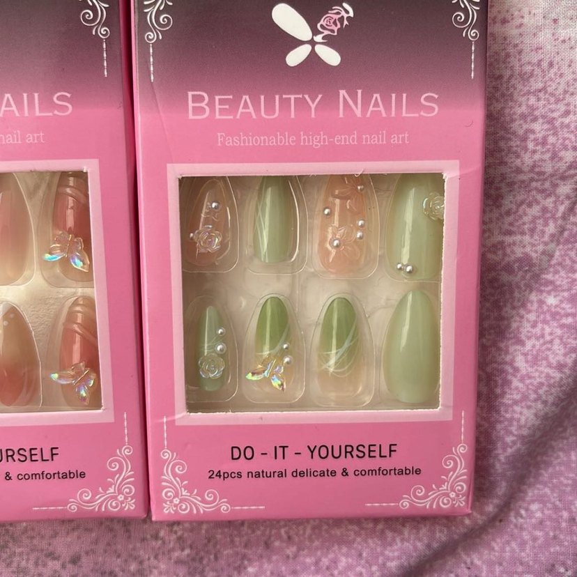 Pastel Pembe Tırnak Süslemeleri 12 li - Görsel 5