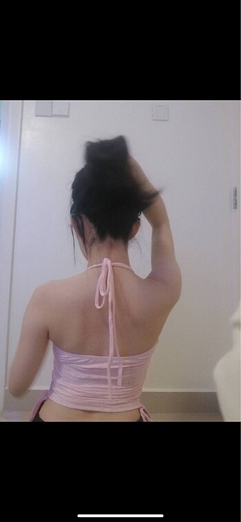 H&M Pembe coquette fairycore üst crop