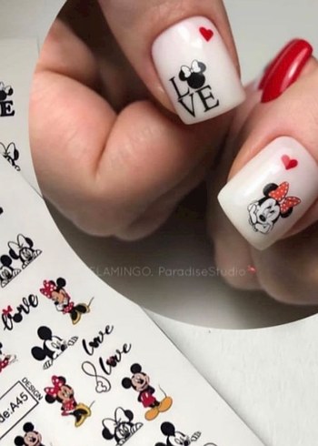 Beyaz Minnie Mouse Tırnak Süsü