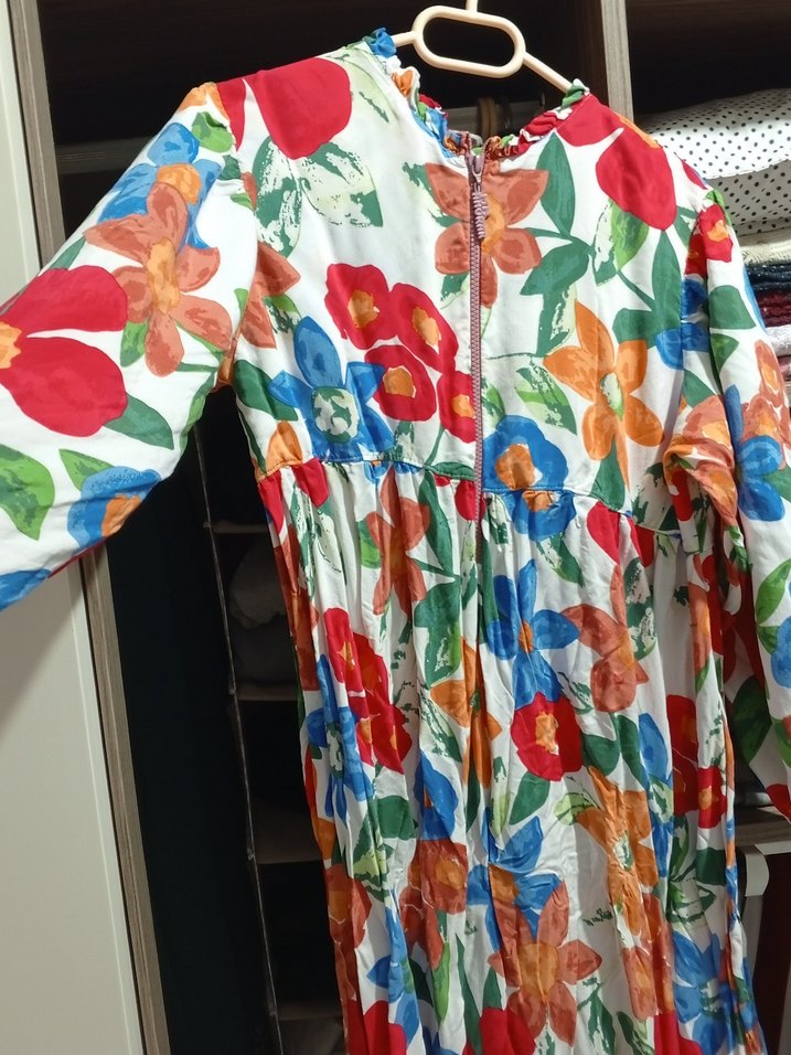 Çiçek Desenli Uzun Bohem Elbise - Görsel 2