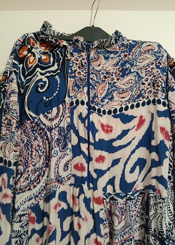 Püsküllü Bohem Desenli Uzun Elbise - Görsel 2