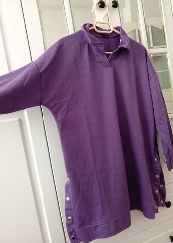 Mor Düğmeli Hamile Uzun Kollu Tişört - Görsel 3