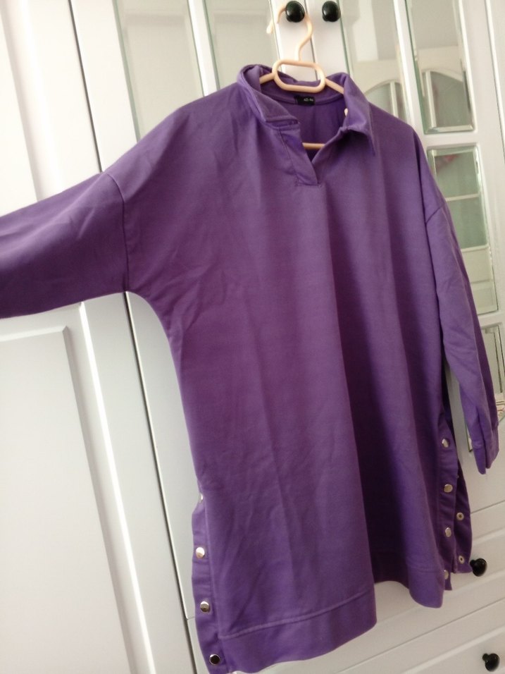 Mor Düğmeli Hamile Uzun Kollu Tişört - Görsel 3