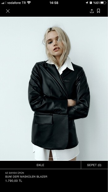 #Zara suni deri blazer ceket