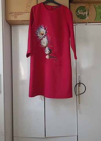 Pembe Baskılı Kadın Mini Tunik