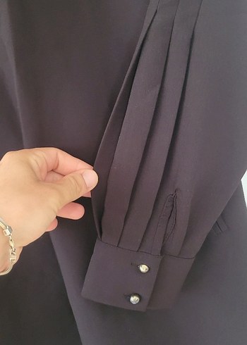 s Beden Düğmeli Siyah Midi Kadın Tunik
