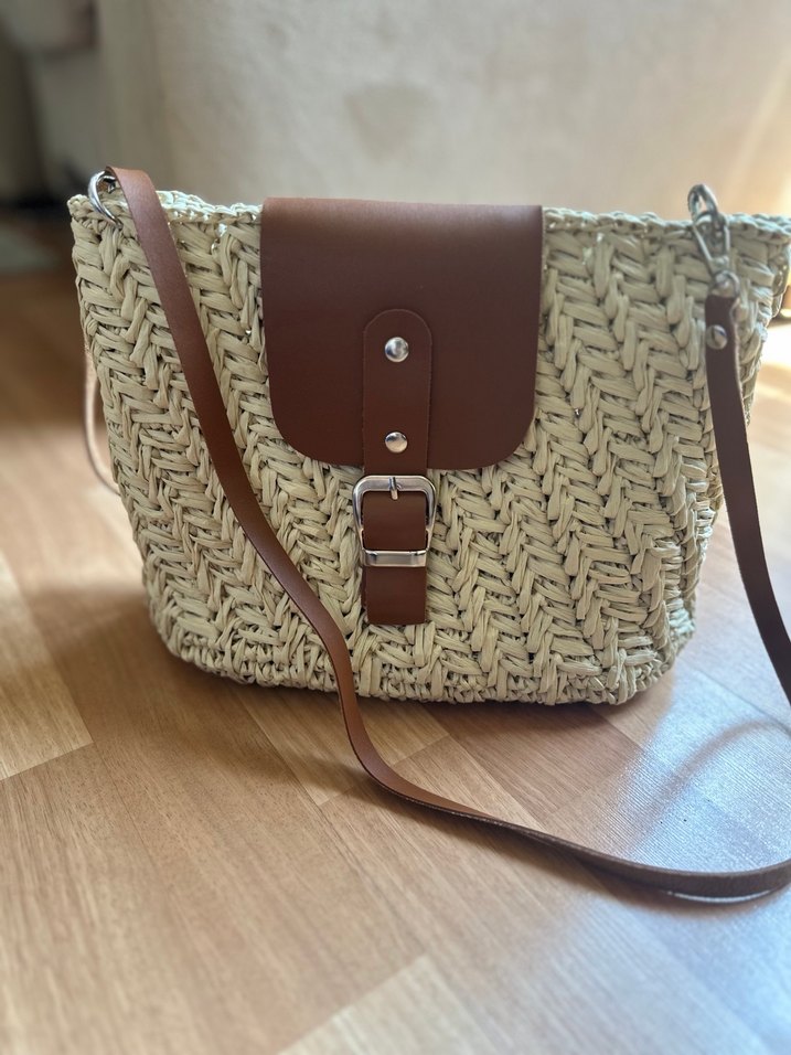 Kahverengi Tokalı Bohem Örgü Kadın Çanta - Görsel 2