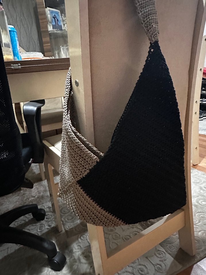 Gri Siyah Örgü Kadın Çanta - Görsel 2