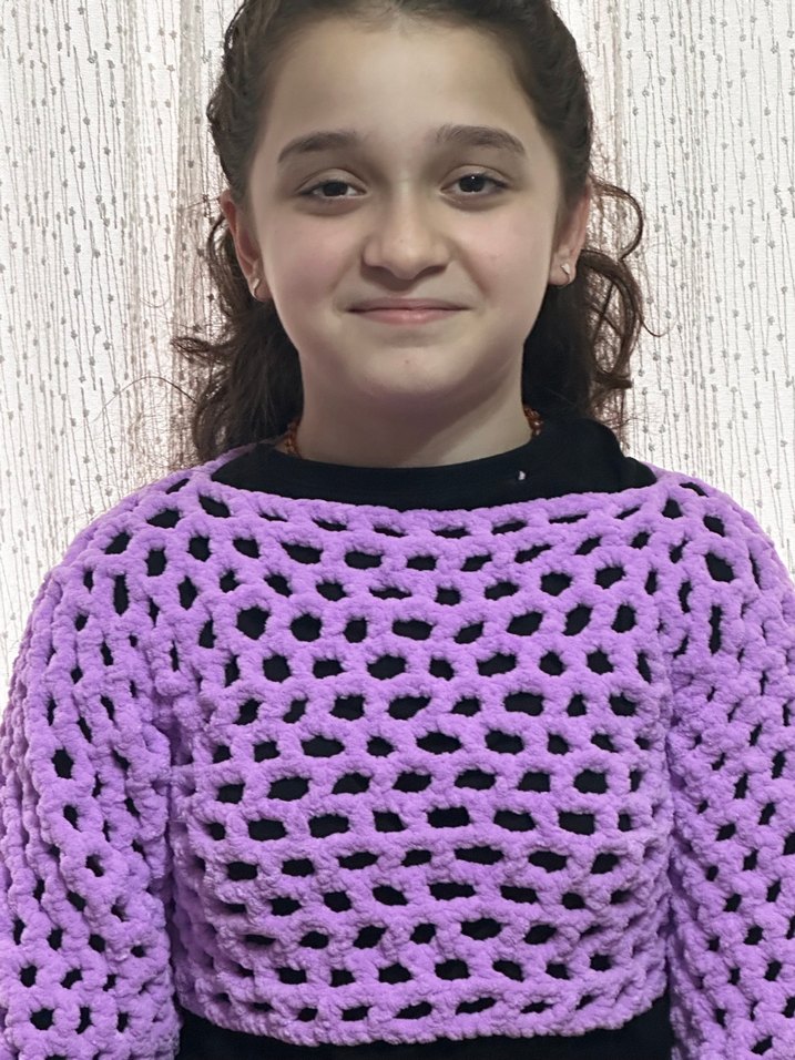 Mor Örgü Kadın Triko Crop Kazak - Görsel 2