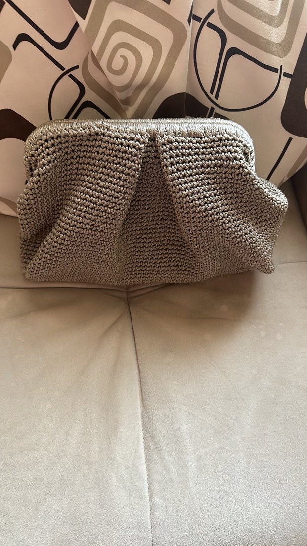 Gri Örgü Kadın Portföy Çanta - Görsel 2