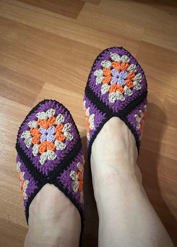 Renkli Nakışlı Örgü Kadın patik - Görsel 3