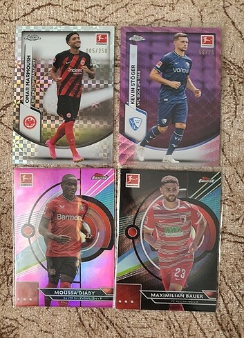 panini topps bundesliga chrome/finest numaralı lot