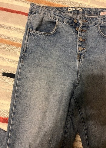 Addax Gri Düğmeli Loose Fit Kadın Midi Kot Pantolon