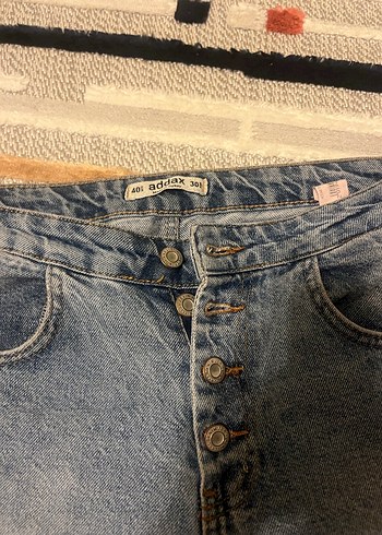 40 Beden Gri Düğmeli Loose Fit Kadın Midi Kot Pantolon