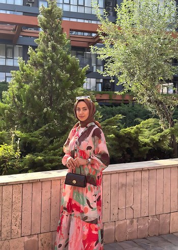 diğer Beden camel Renk Drapeli Bağcıklı Bohem Uzun Elbise